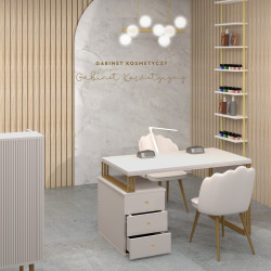 Biurko kosmetyczne Klara 3S kaszmir/złoty PREMIUM