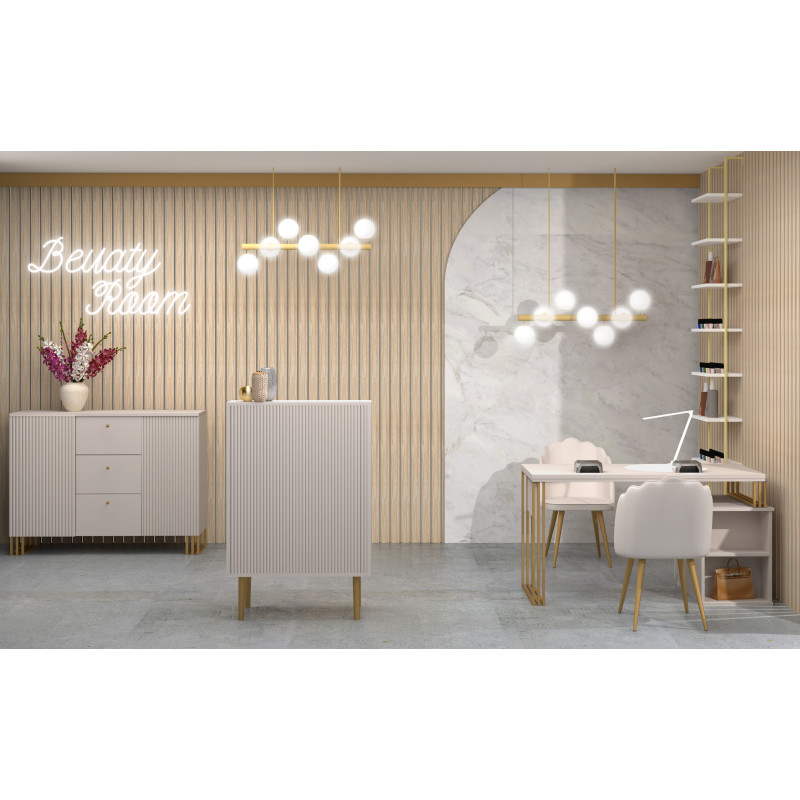 Biurko kosmetyczne Klara 3S kaszmir/złoty PREMIUM