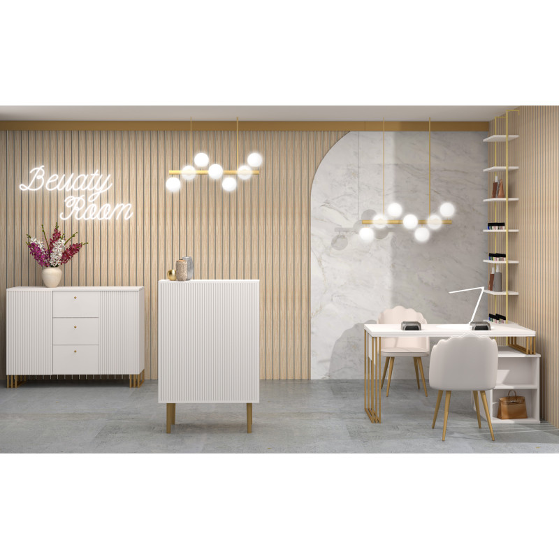 Biurko kosmetyczne Klara 3S biały/złoty PREMIUM