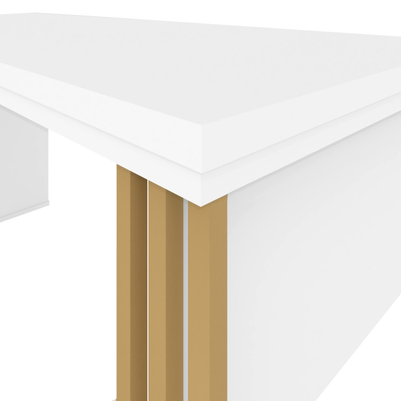 Biurko kosmetyczne Klara 3S biały/złoty PREMIUM