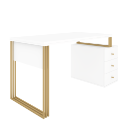 Biurko kosmetyczne Klara 3S biały/złoty PREMIUM