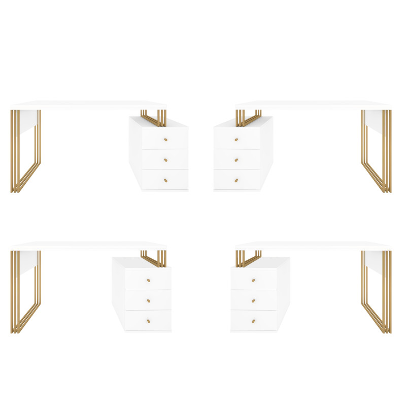 Biurko kosmetyczne Klara 3S biały/złoty PREMIUM