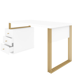 Biurko kosmetyczne Klara 3S biały/złoty PREMIUM