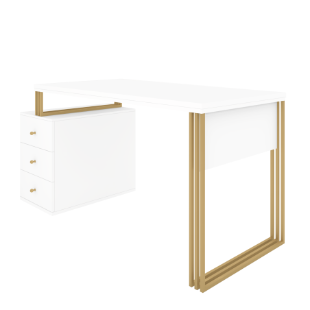 Biurko kosmetyczne Klara 3S biały/złoty PREMIUM