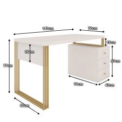 Biurko kosmetyczne Klara 3S kaszmir/złoty PREMIUM