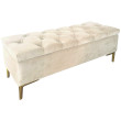 Pufa tapicerowana pikowana CLASSIC KREM MV ze schowkiem nóżki złote