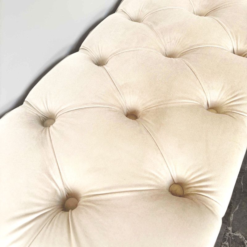 Pufa tapicerowana pikowana CLASSIC KREM MV ze schowkiem nóżki złote