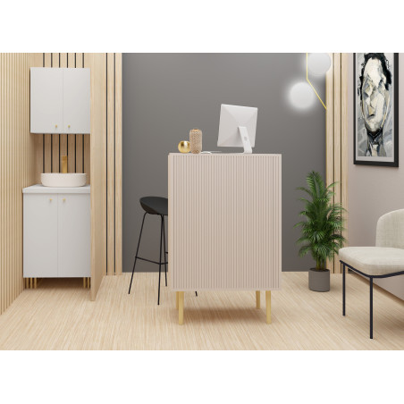 Kuchnia KLARA I 60cm socjalna do gabinetu z umywalką i baterią biały/złoty