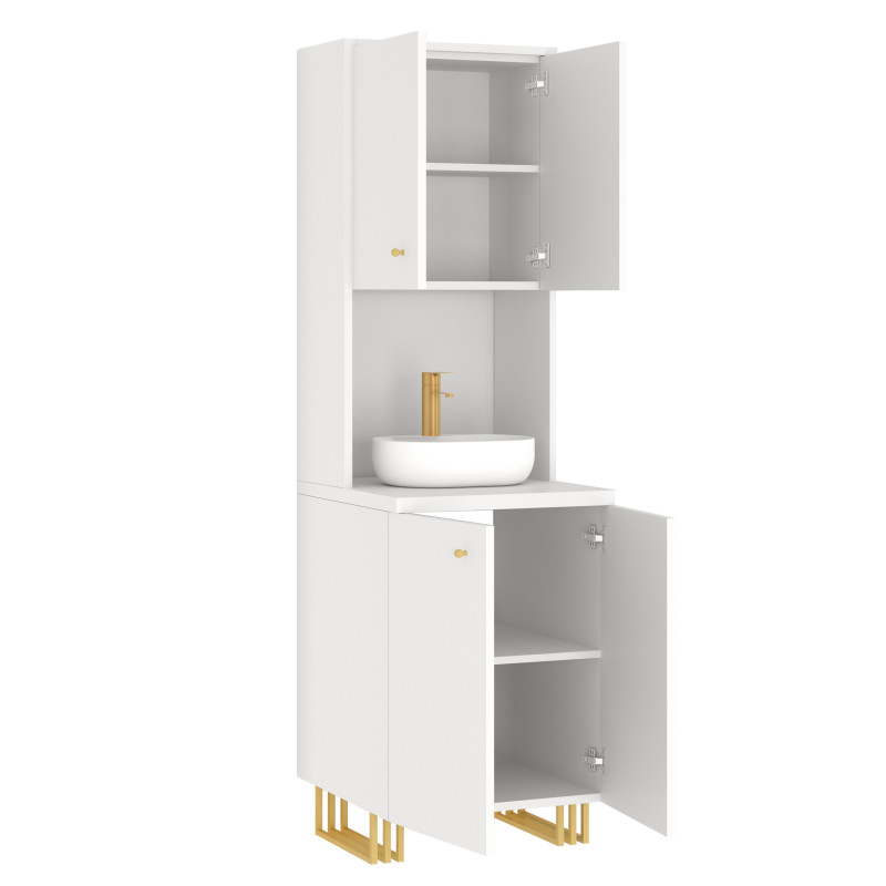 Kuchnia KLARA II 60cm socjalna do gabinetu z umywalką i baterią biały/złoty