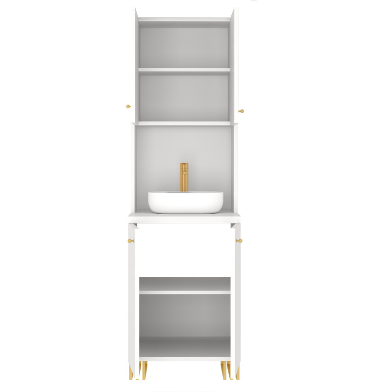 Kuchnia KLARA II 60cm socjalna do gabinetu z umywalką i baterią biały/złoty