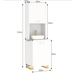 Kuchnia KLARA II 60cm socjalna do gabinetu z umywalką i baterią biały/złoty