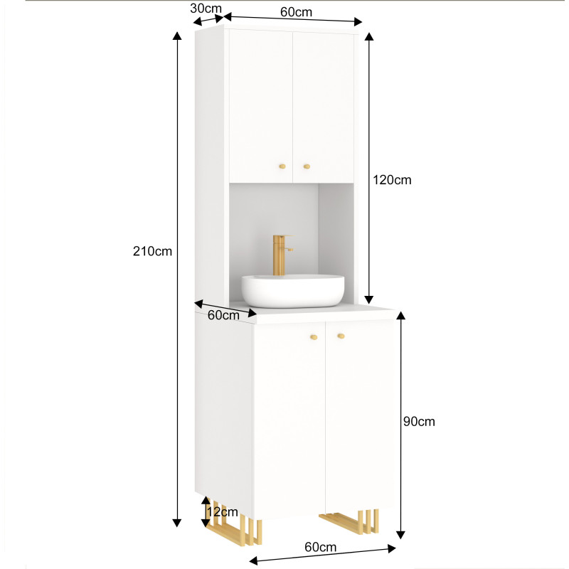 Kuchnia KLARA II 60cm socjalna do gabinetu z umywalką i baterią biały/złoty