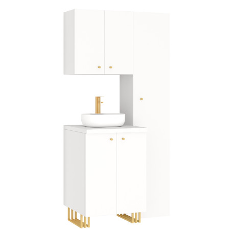 Kuchnia KLARA III 100cm socjalna do gabinetu z umywalką i baterią biały/złoty