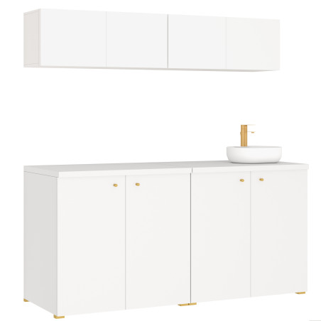 Kuchnia KLARA V 200cm socjalna do gabinetu z umywalką i baterią biały/złoty