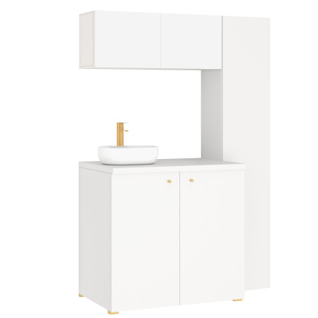 Kuchnia KLARA VI 140cm socjalna do gabinetu z umywalką i baterią biały/złoty