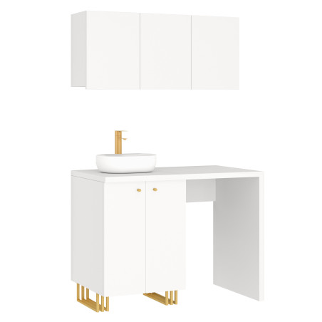 Kuchnia KLARA VII 120cm socjalna do gabinetu z umywalką i baterią biały/złoty