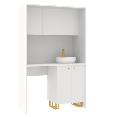 Kuchnia KLARA VIII 120cm socjalna do gabinetu z umywalką i baterią biały/złoty